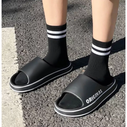 Feslishoet Women Letter Slippers Beach Slides Solid Color Mens Thick Sole Indoor Bathroom Anti Slip Shoes Summer Couple Sandals
