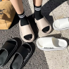 Feslishoet Women Letter Slippers Beach Slides Solid Color Mens Thick Sole Indoor Bathroom Anti Slip Shoes Summer Couple Sandals
