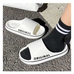 Feslishoet Women Letter Slippers Beach Slides Solid Color Mens Thick Sole Indoor Bathroom Anti Slip Shoes Summer Couple Sandals