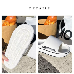 Feslishoet Women Letter Slippers Beach Slides Solid Color Mens Thick Sole Indoor Bathroom Anti Slip Shoes Summer Couple Sandals