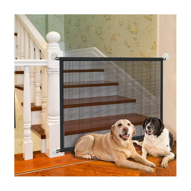 Pet Dog Barrier Fences With 4Pcs Hook Pet Isolated Network Stairs Gate New Folding Breathable Mesh Playpen For Dog Safety Fence