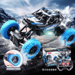 Remote control car with colorful flashing lights, rubber wheels, off-road toy car suitable for Christmas children's gifts