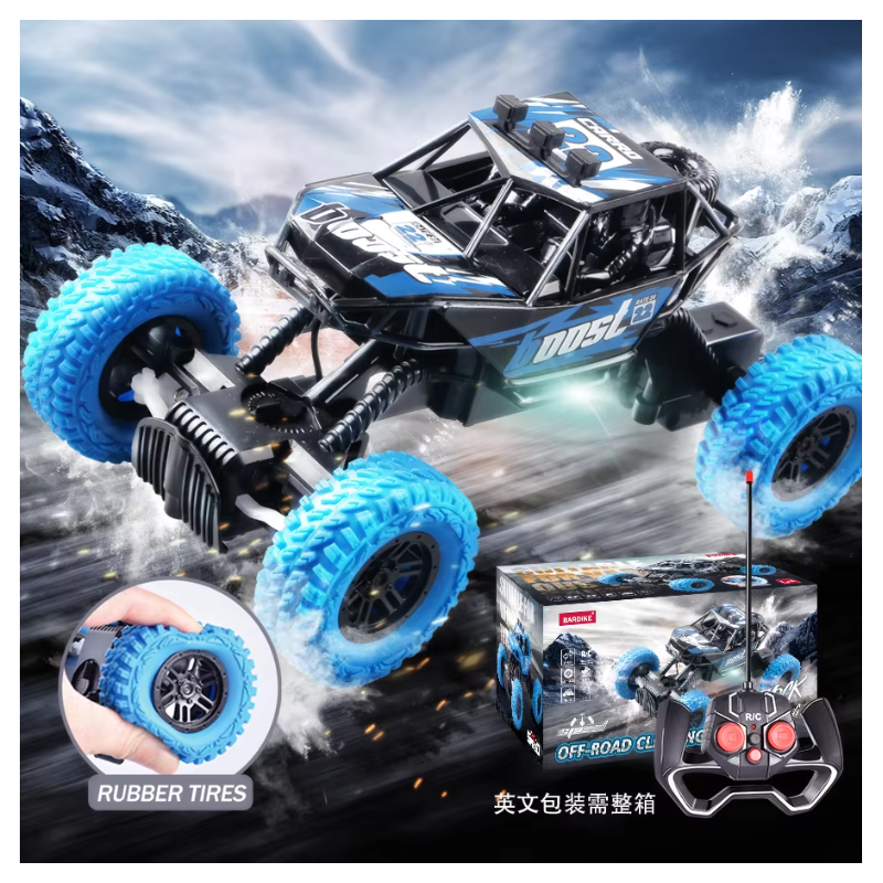 Remote control car with colorful flashing lights, rubber wheels, off-road toy car suitable for Christmas children's gifts