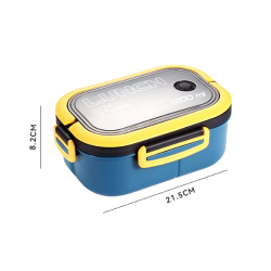 1200ML 2 Layer Bento Lunch Box With Spoon Fork, Kid High Capacity Microwae Food Containers Portable Leakproof Office Camping