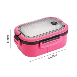 1200ML 2 Layer Bento Lunch Box With Spoon Fork, Kid High Capacity Microwae Food Containers Portable Leakproof Office Camping