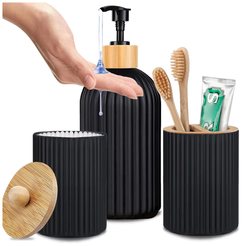 Bathroom Countertop Container Hand Soap Dispenser Cotton Ball Storage Box Toothbrush Holder Home Decoration Organizer