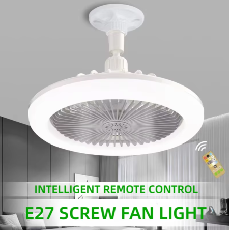 Rotatable 3in1 Ceiling Fan with Remote Control Lighting Lamp E27 Converter Base Lighting Base Bedroom Living Room Miflame