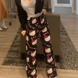 Hello Kitty Pajamas Pants Sanrio Anime Women's Pajama Pants Cartoon Couple Home Sleepwear Trousers Leisure Home Clothing