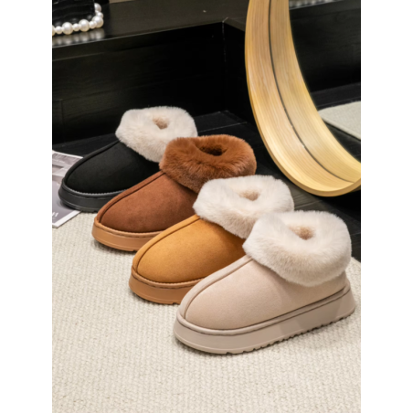 Women's Fashion Snow Boots Fluffy Plush Faux Fur Soft Slippers Winter Indoor Comfortable Home men's Shoes