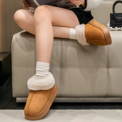 Women's Fashion Snow Boots Fluffy Plush Faux Fur Soft Slippers Winter Indoor Comfortable Home men's Shoes