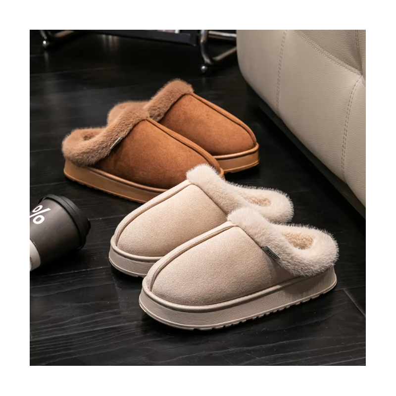 Fashion Women Fluffy Slippers for Autumn and Winter Indoor EVA Thick Sole Anti-Slip and Warm Unisex Slippers for Winter